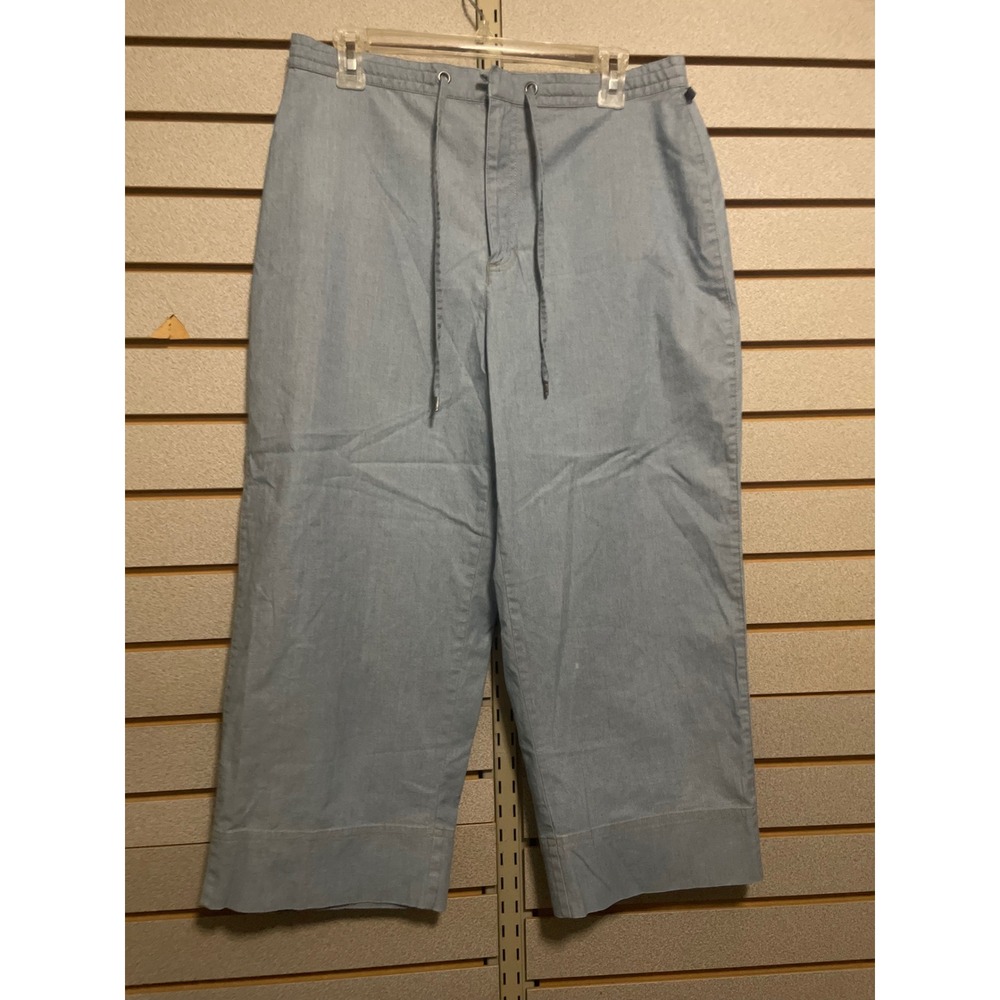 Liz Claiborne Tabitha Women Light Wash Wide Leg Cropped Jeans Pants Size‎ 14